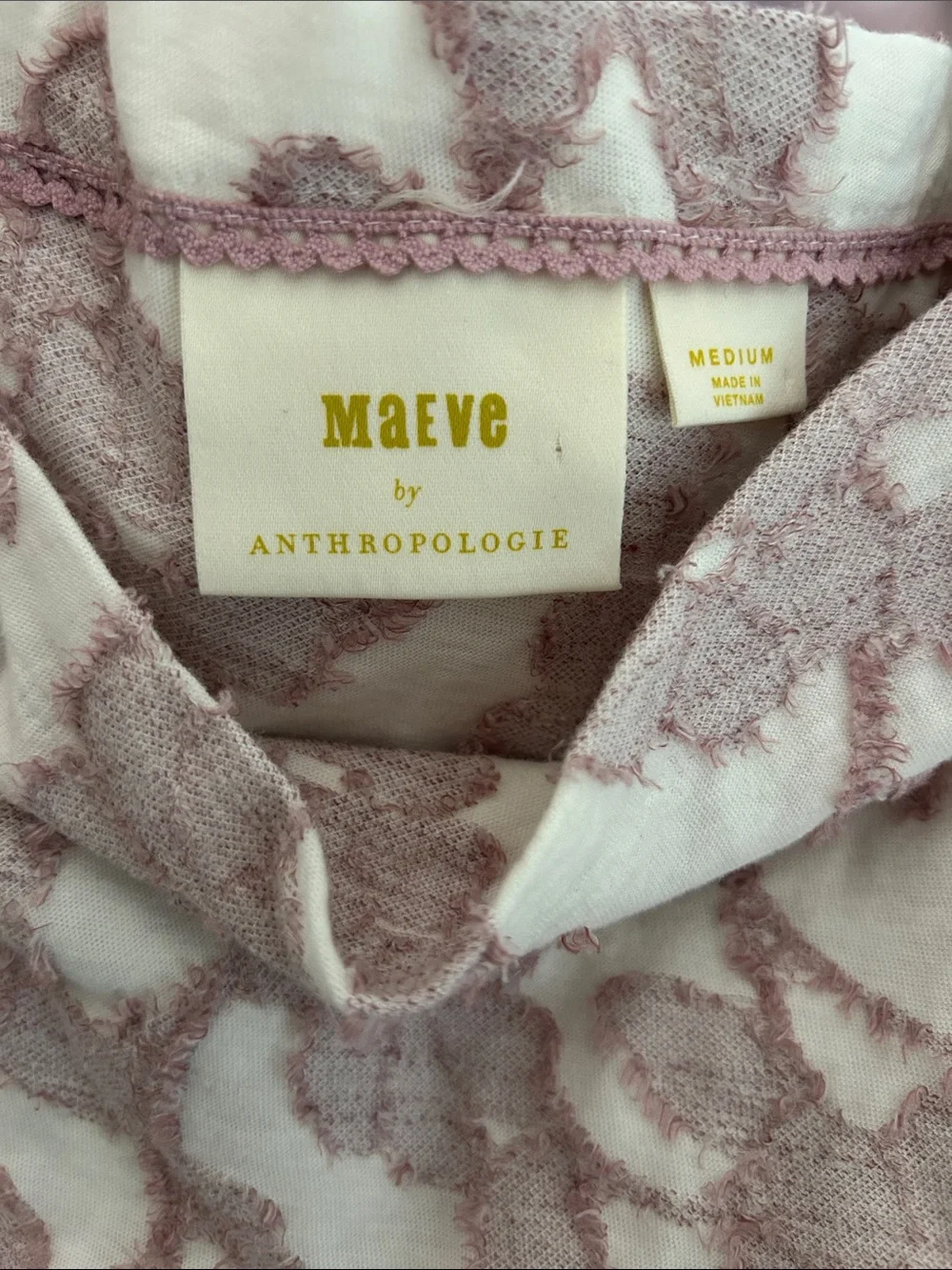 Anthropologie Mauve Floral Puff-Sleeve Peplum Top